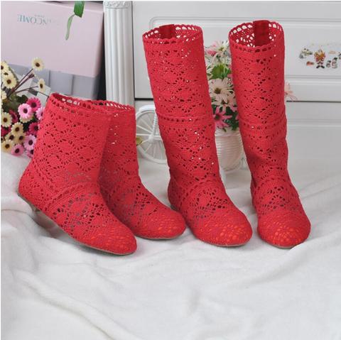 High quality breathable mesh summer women's flat ankle boots 2022 summer women's boots fashion lace boots 34-41 ► Photo 1/6
