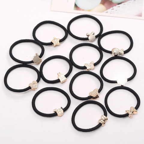 10PCS/Lot New Korean Hair Accessories For Women Black Elastic Hair Rubber Bands Girls Lovely Hair Ropes Ponytail Holder ► Photo 1/5