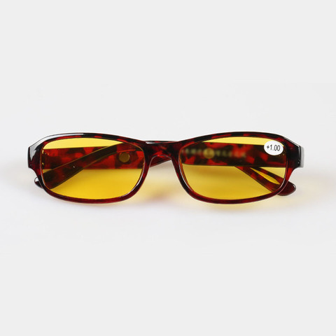 Men Women Night Vision Reading Glasses Leopard Full Frame Yellow lens Eyeglasses 1.0 To 4.0  R125 ► Photo 1/6