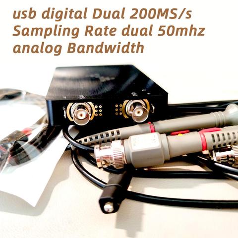 DSCope U2P20 PC Oscilloscope  USB Digital Dual  200MS/s Sampling Rate 50mhz Analog Bandwidth with FFT GUI u3p100  u2b100 ► Photo 1/6
