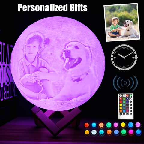 Photo Custom Moonlight,3D Moon Lamp,LED Moon Night Light with Stand,Customize Photo&Text USB Rechargeable Home Decorative ► Photo 1/6