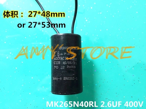 MK265N40RL 2.6uF 400V Water Pump Motor Running Starting Operating Capacitor Fitting 27x48mm or 27x53mm ► Photo 1/2