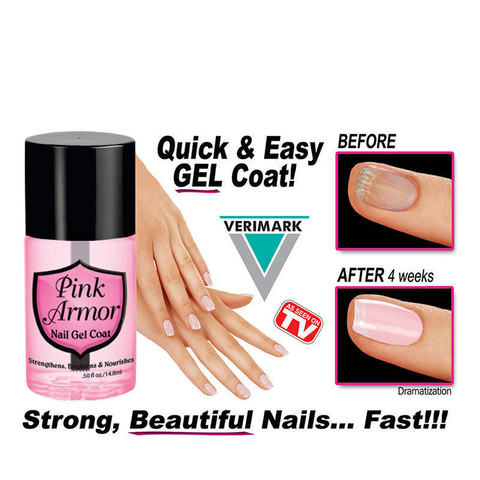 Pink Armor Nail Gel Growth Formula Treatments Nail Coat, Calcium Nail Polish Nutrition Cuticle Oil Gel Nail Polish ► Photo 1/4