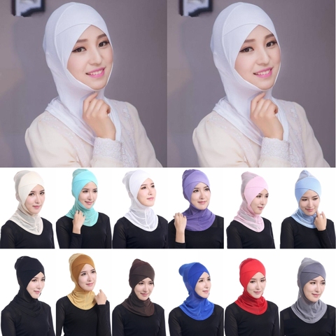 Muslim Modal Undersarf Summer Net Inner Cap Hijab Arab Women Turban Beanie Islamic Full Cover Cross Thin Face Hat Wrap Headwear ► Photo 1/3