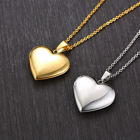 Vnox Romantic Heart Photo Frame Necklaces for Women Gifts Can Be Opened Stainless Steel Promise Love Keepsake Jewelry ► Photo 1/6