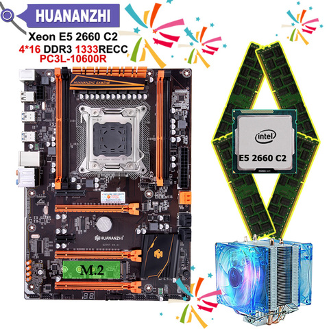 Discount PC hardware HUANANZHI deluxe X79 LGA2011 motherboard with M.2 slot motherboard with CPU Xeon E5 2660 C2 RAM 64G(4*16G) ► Photo 1/6