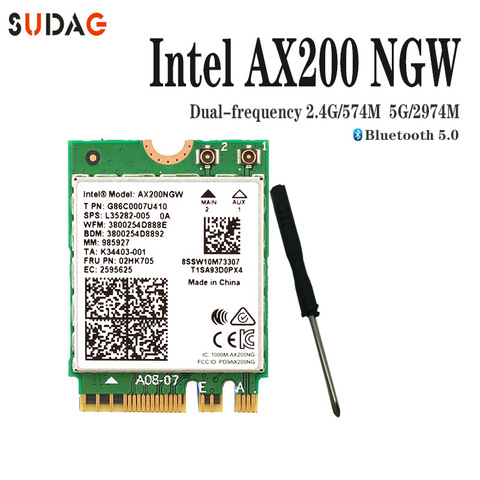 Беспроводной M.2 Wifi 6 Intel AX200 2974 Мбит/с Bluetooth 5,0 Wlan 802.11ax MU-MIMO NGFF ноутбук сеть Wi-Fi карта AX200NGW Windo ► Photo 1/6