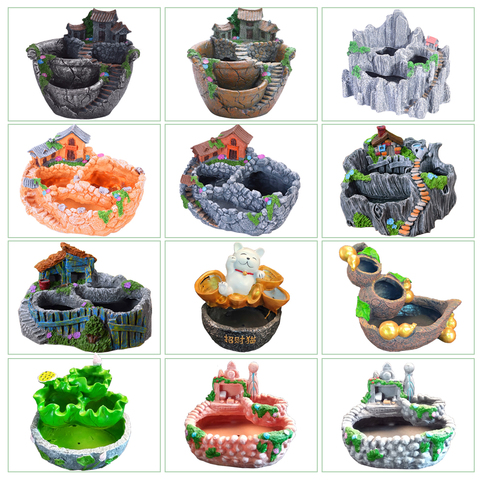 RBCFHI 1PC Succulent Plants Planter Flowerpot Resin Flower Pot Desktop Potted Holder Home Garden Decoration Plants Flower Pots ► Photo 1/6