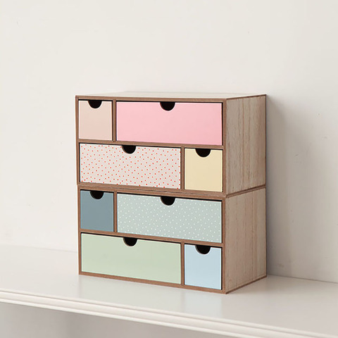 Wooden Box Rangement Maquillage Organis Desktop Storage Boxes For Cosmetics Jewelry And Miscellaneous Items Drawer Type Children ► Photo 1/6