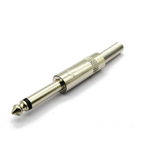 6.35mm Mono 2Pole Audio Connector 6.35mm 1/4 inch Mono Male Plug Soldering Microphone Amplifier Connector with Protection Spring ► Photo 1/4