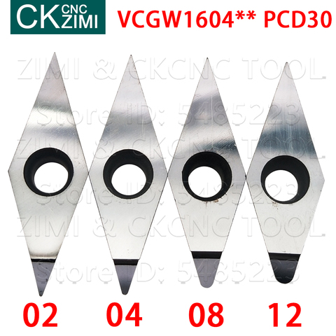 VCGW160402 VCGW160404 VCGW160408 VCGW160412 PCD30 diamond Insert CNC External turning tool holder lathe VCGW for copper aluminum ► Photo 1/6