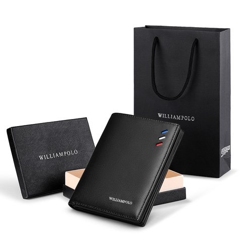 WILIAMPOLO Men Wallets short Luxury Leather Man Wallet mini Male Purse Leather Purse credit card Luxury package PL181368 ► Photo 1/6