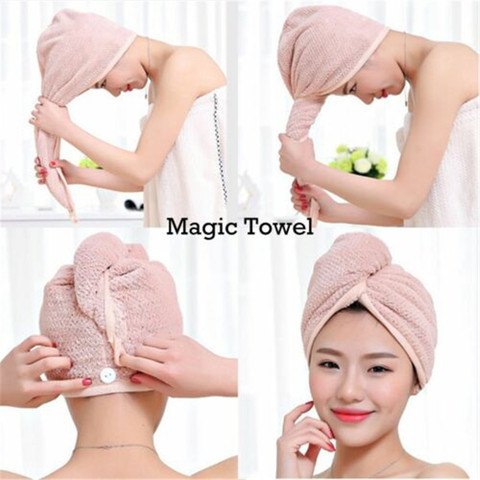 Women Hair Quick Drying Microfiber Bath Spa Towel Turban Knot Twist Loop Wrap Hat Cap For Bath Bathroom Accessories ► Photo 1/6