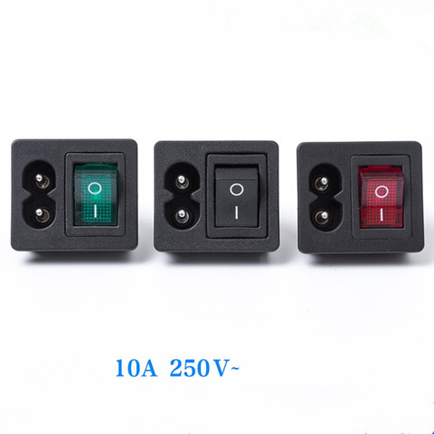 1PC AC 2.5A 250V IEC320 C8 Power Cord Inlet Socket receptacle ON-OFF Light/NO Light Rocker Switch for Computer Amplifier CZYC ► Photo 1/3