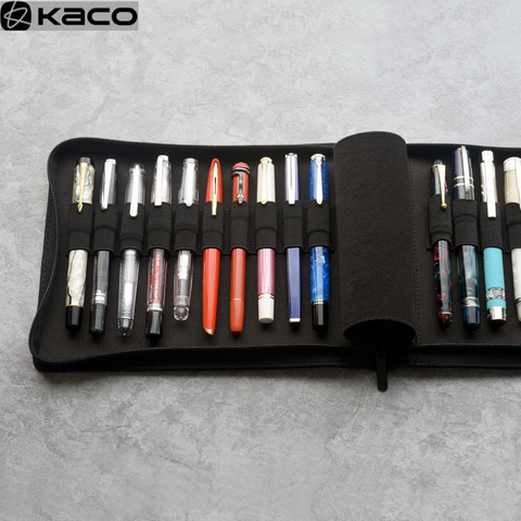 KACO KacoGreen  ALIO Pen Storage Bag For 10 20 pens zipper warterproof pen storage bag Black Sign Pen Case Holder Pouch Pencil ► Photo 1/6