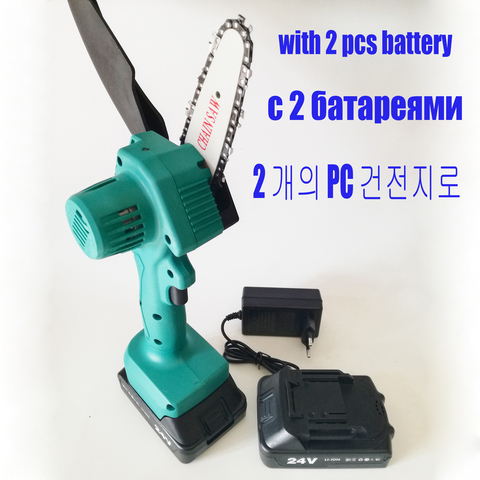 4 inch Cordless Electric Chain Saw 24V Lithium 2 Battery Charger Portable Rechargeable Mini Woodworking Saw EU Plug ► Photo 1/6