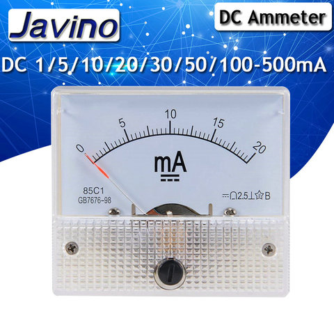 85C1-mA DC Analog Current Meter Panel Meter Gauge 1/5/10/20/30/50/100/200/300/500mA AMP Gauge Current Ammeters ► Photo 1/6