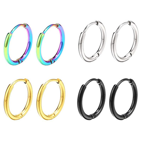 Unisex Hoop Earrings Gold Silver Color Colorful Black Rose Gold Round Ear Rings For Women Men Fashion Punk Hoops Earring ► Photo 1/6