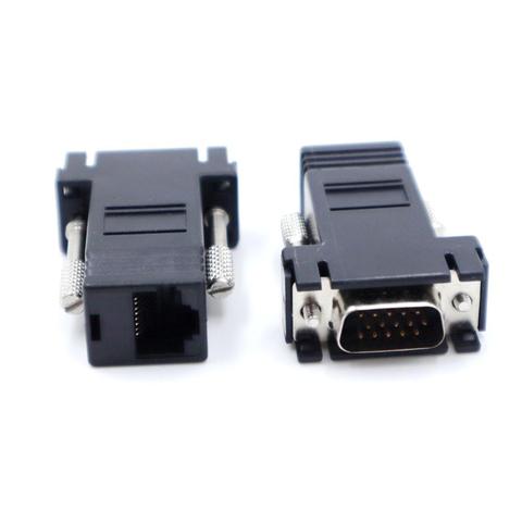 VGA extender male to LAN video CAT5 CAT6 RJ45 network cable Adapt new Ethernet to 9pin connector ► Photo 1/3