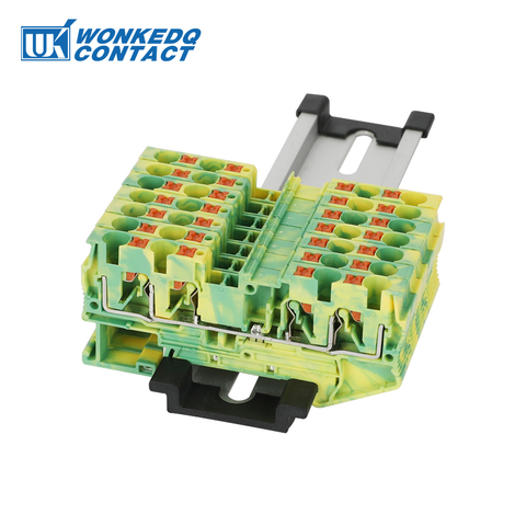 Din rail Terminal blocks 10Pcs PT4-QUATTRO-PE Ground Spring Feed Through Connection Terminal Block ► Photo 1/5