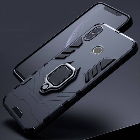 For Xiaomi Redmi Note 5 6 Pro Case Armor PC Cover Metal Ring Holder Phone Case for Mi A2 A 2 lite Cover Shockproof Hard Bumper ► Photo 1/6