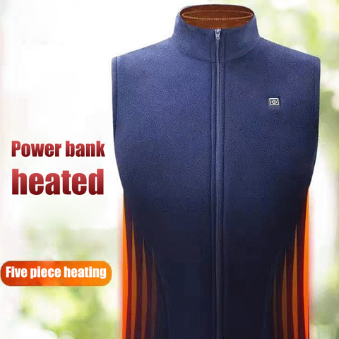 PARATAGO Winter Electric Warm Heating Vest Fleece Smart Men Women Heated Jacket Fever Recharge Fishing Clothes Graphene P8182 ► Photo 1/6