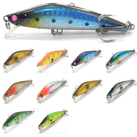 wLure Minnow Crankbait Shallow Diver #6 Black Nickle Treble Hooks ABS Plastic Variant Colors Jerkbait 7g 7.5cm Fishing Lure M653 ► Photo 1/6