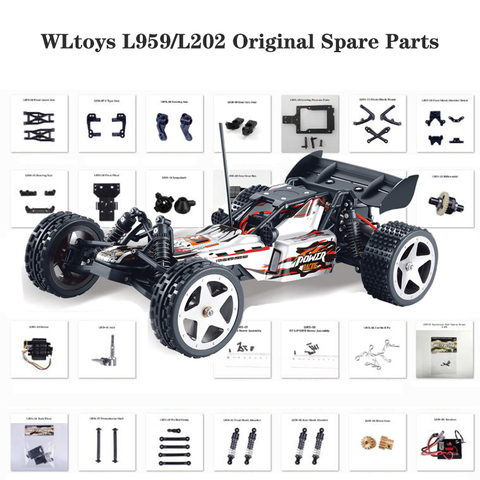 L959 Original Parts 01 to 66 Wltoys L959-A,L202 RC Car Spare Parts rear axle/arm/wavefront box/gear/connecting /Suspension ► Photo 1/6