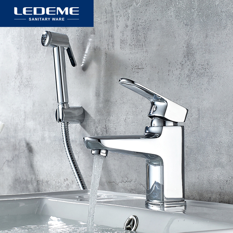 LEDEME Basin Faucet with Handheld Spray Head Single Handle Hole Bathroom Sink Chrome Faucet Basin Taps Hot Cold Mixer Tap L1254 ► Photo 1/5