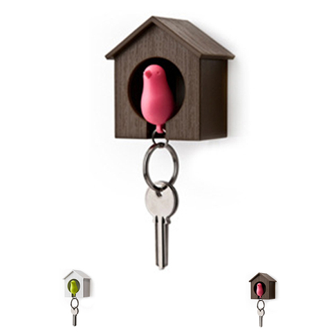 2022 Birdhouse Shape Keychain Likable Bird Nest Sparrow House Key Chain Ring Whistle Wall Hook Holders ► Photo 1/6
