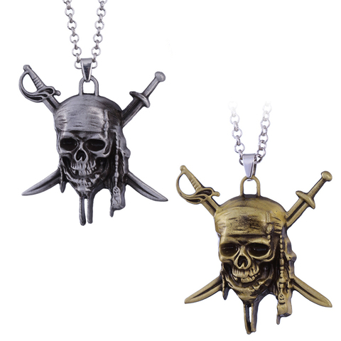 Vintage Charm Pirates Of The Caribbean Necklace Jack Sparrow's Skull Pendant Necklace Jewelry For Men Women Gifts ► Photo 1/6