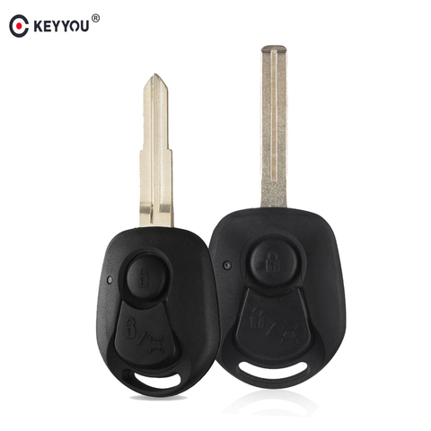 KEYYOU 2 Button Car Key Replacement Fob Cover Case Remote Cover For Ssangyong Actyon Kyron Rexton with Uncut Blade ► Photo 1/5