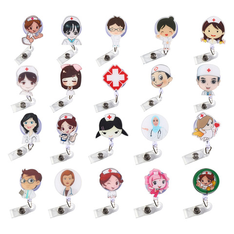 High Quality 1Pcs Doctors Nurse Office Retractable Pull Badge ID Lanyard Name Tag Card Badge Holder Key Ring Chain Clips ► Photo 1/6