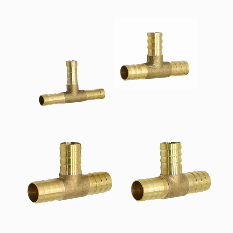 Jiaqi-cnnectors 8mm Hose Barb Tee 3-Way Brass Barbed Tube Pipe Hose Fitting Coupler Connector Adapter