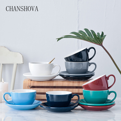 CHANSHOVA Modern Simplicity Ceramic Coffee Mug and Saucer 200ml Porcelain Coffee Cups Set Tea Milk Drinking Utensils H046 ► Photo 1/6