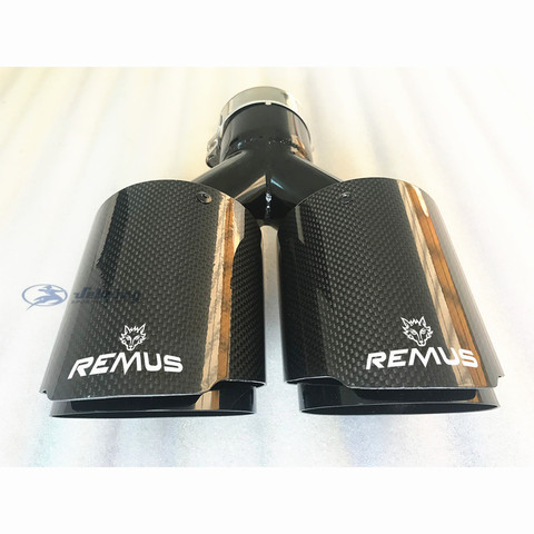 remus carbon fibre Grilled BLACK  Stainless steel Universal  Automobile exhaust pipe Muffler Car accessories modification  tip ► Photo 1/6