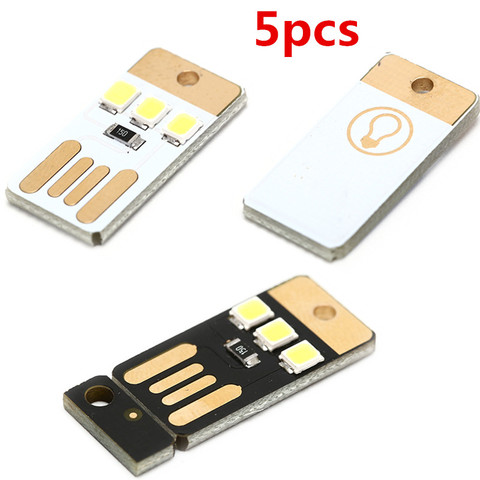 5pcs/lot mini Pocket Card USB Power LED Keychain Night Light 0.2W USB LED Bulb Book Light For Laptop PC Powerbank Night Lamp ► Photo 1/6