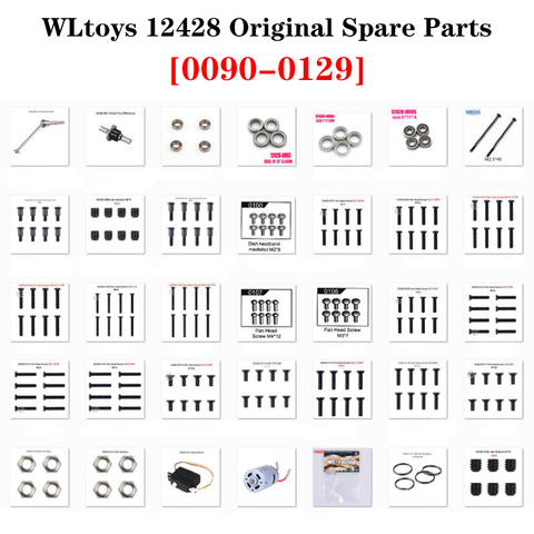 12428 Original Parts 0090-0129 Wltoys 12428 12423 RC Car Spare Part Bearing/Screw/Differential/Servo/Nut/Motor/USB Charger/Light ► Photo 1/6