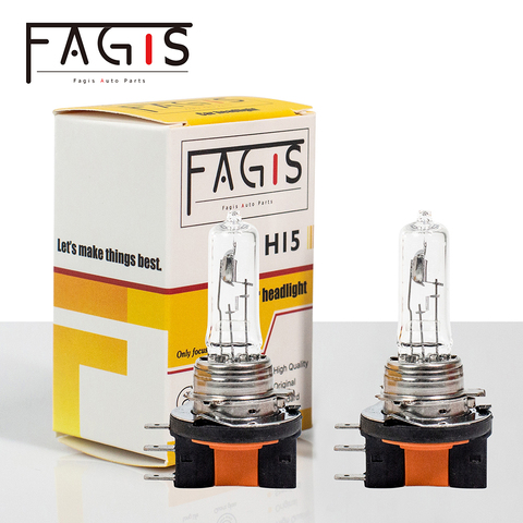 Fagis 2Pcs H15 12v 15/55w US Brand Transparent Glass Warm White Car Headlight Lamps Auto Halogen Bulbs Car Lights ► Photo 1/6