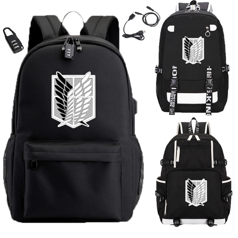 Attack on Titan Backpacks for Teenager Canvas Black Travel Bags Students Laptop Bag Boys Girls Back to School Mochila Sac A Dos ► Photo 1/6