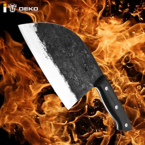 DEKO Chef Knife Handmade Forged Cleaver High-carbon Bone Chopper Traditional Butcher Slicing Knife Cooking Tools ► Photo 1/6