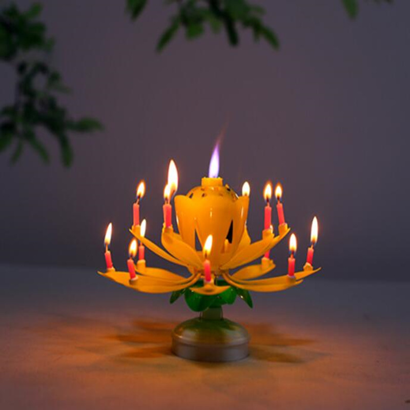Details about   #X 5pcs  Lotus Birthday Candles Flameless Musical Birthday Rotatable Candle 