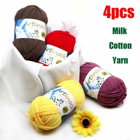 4Pcs Cheap Yarn Crochet Milk Cotton Yarn for Knitting Hands Garn De Lana  Mezclas - Price history & Review, AliExpress Seller - Artk Store