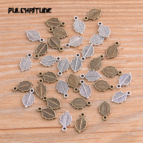  100PCS 6*10mm Two Color Vintage Metal Zinc Alloy Small Leaves Charms Fit Jewelry Animal Pendant Charms Makings ► Photo 1/3