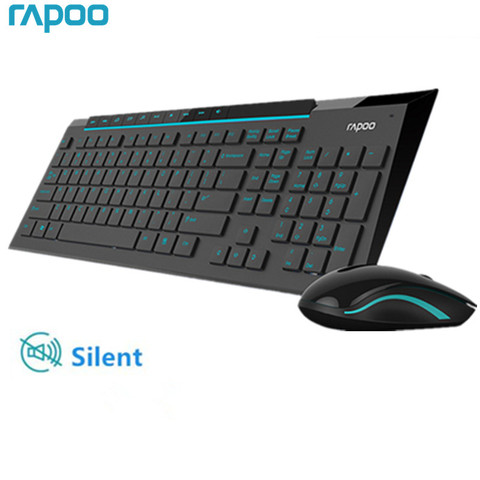 Rapoo Multimedia Wireless Keyboard Mouse Combos with Fashionable Ultra Thin Whaterproof Silent Mice for Computer PC Gaming TV ► Photo 1/6