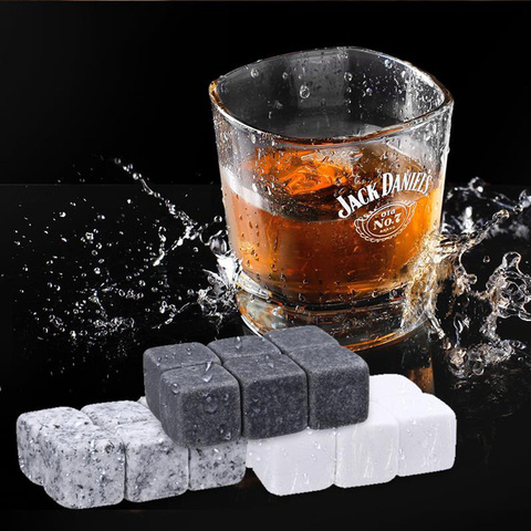 6Pcs Marble Cubes Whiskey Drinks Chilling Ice Stone Bar Cocktail Accessories  Wedding cooling drinks Ice Bags ► Photo 1/6