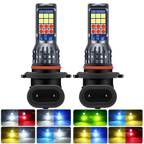 2x HB3 HB4 9006 9005 H11 H8 H16 Fog Lights Led Bulbs Two Colors Car Lamp Yellow White Green for SKODA HYUNDAI TOYOTA NISSAN VW ► Photo 1/6