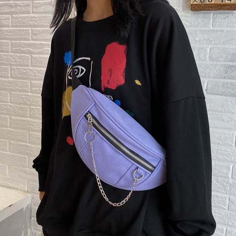 New Women Chain Waist Bag Ladies new Designer Canvas Fanny Pack Fashion Travel Money Phone Chest Banana Bag Female Bum Belt Bags ► Photo 1/6