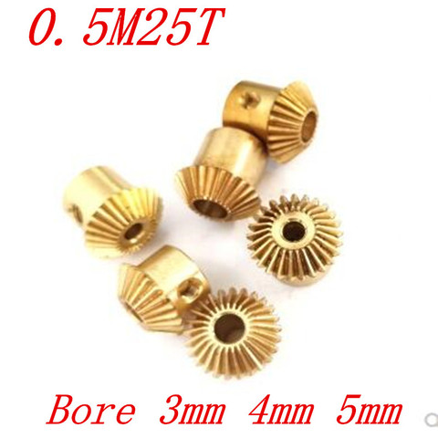 2pcs 1:1 Brass Bevel Gear 0.5M25T  0.5 Modulus 25 Teeth With Inner Hole 3mm/ 4mm or 5mm  90 Degree Drive Commutation Gears ► Photo 1/1