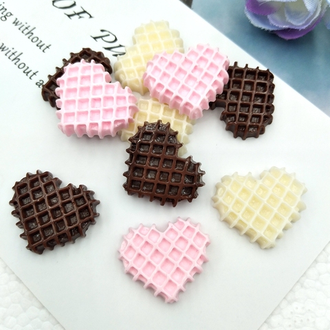 10pcs/lot  Food Cabochon Cute Resin Heart-Shaped Biscuit  Flat back For Scrapbooking Craft Embellishment Mobile Decoration ► Photo 1/4